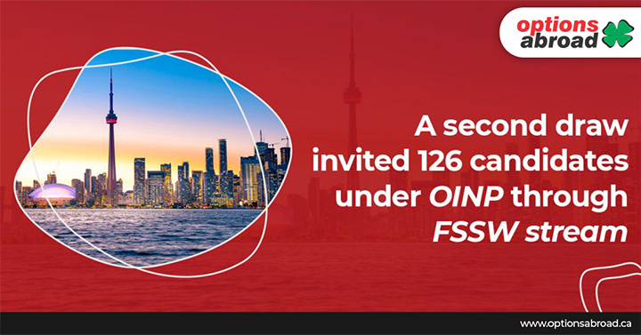 A second draw invited 126 candidates under OINP through FSSW stream