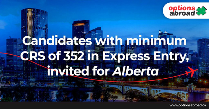 Candidates with minimum CRS of 352 in Express Entry, invited for Alberta